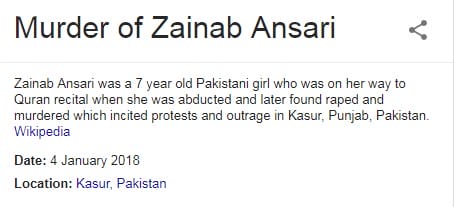 Murder case of zainab ansari