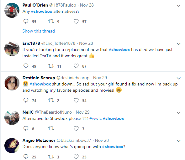 Twitter Talks about Showbox error (Solution) December 2018