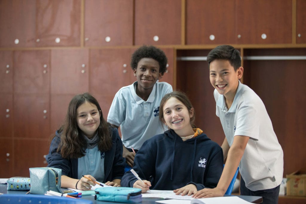Students studying with smile face